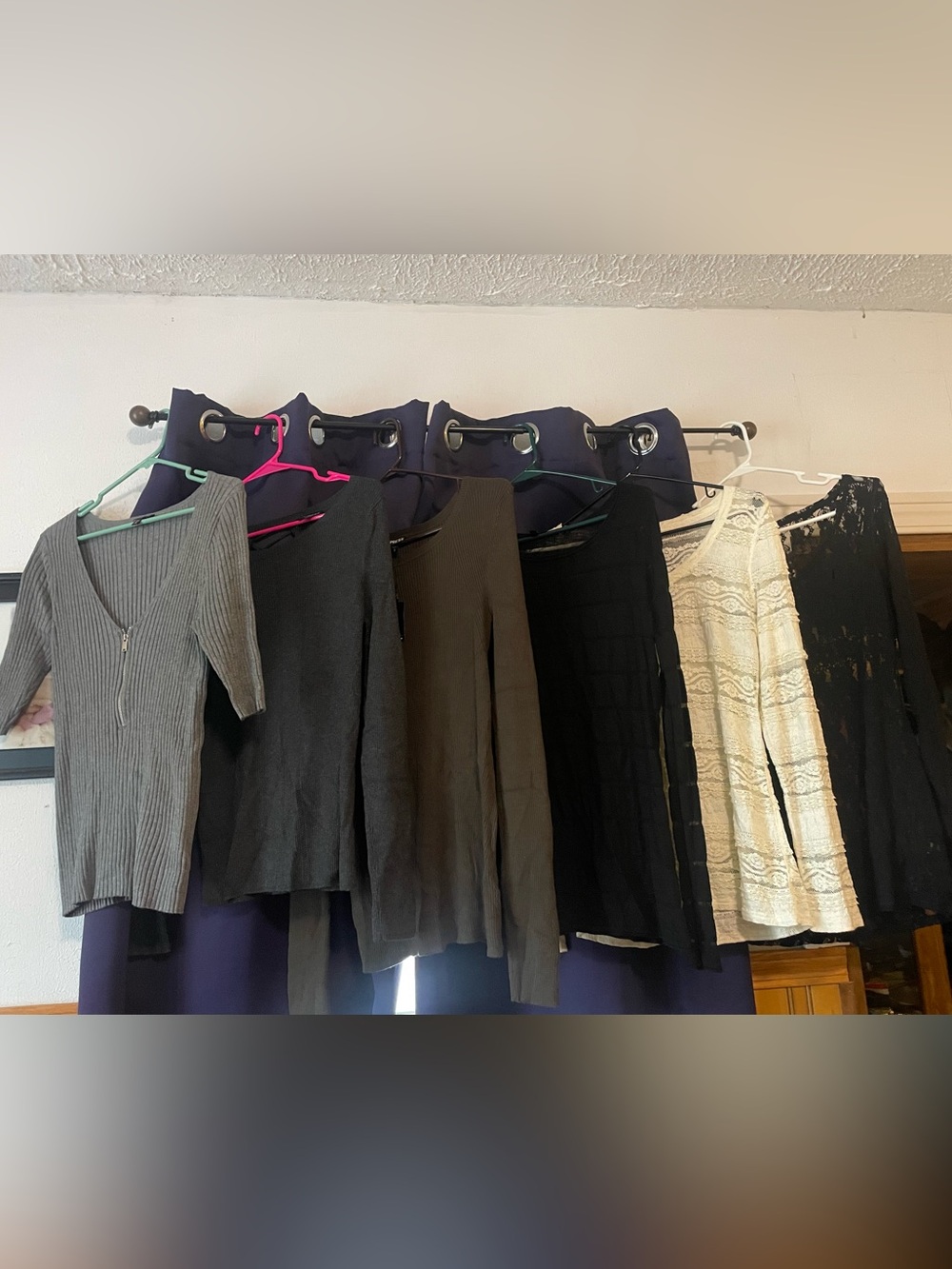 Express Fitted Top Mixed Lot of 6 Women’s L ribbed lace work going out stylish